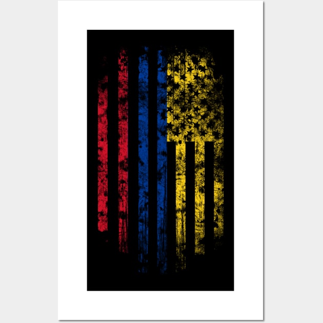 Colombia and America Flag Combo Wall Art by Family Heritage Gifts